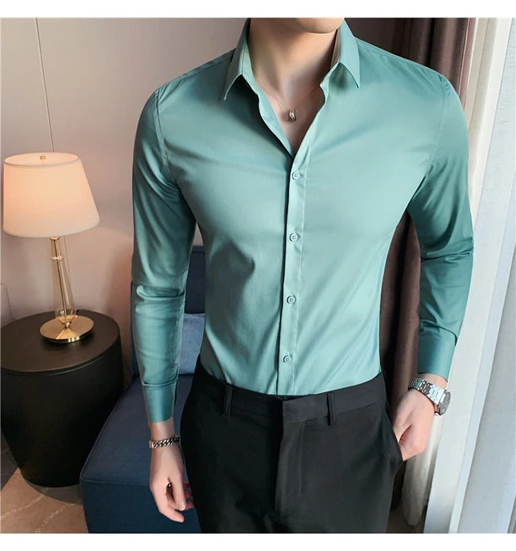 Camisa Social Masculina Social Slin Fit Menimau Benjamin - Verde