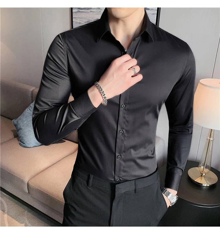 Camisa Social Masculina Social Slin Fit Menimau Benjamin - Preto