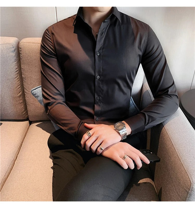 Camisa Social Masculina Social Slin Fit Menimau Benjamin - Preto