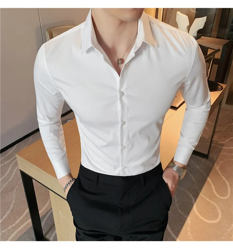 Camisa Social Masculina Social Slin Fit Menimau Benjamin - Branco