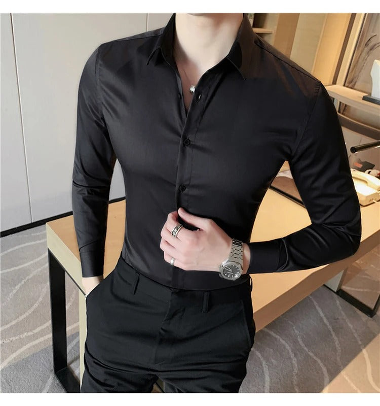 Camisa Social Masculina Social Slin Fit Menimau Benjamin - Preto