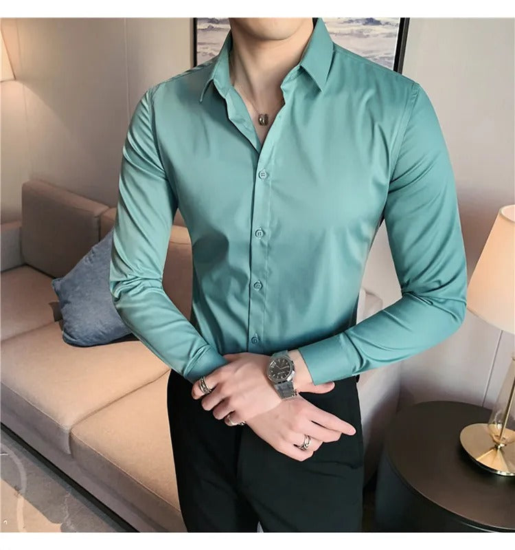 Camisa Social Masculina Social Slin Fit Menimau Benjamin - Verde