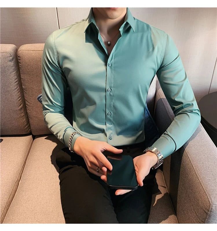 Camisa Social Masculina Social Slin Fit Menimau Benjamin - Verde