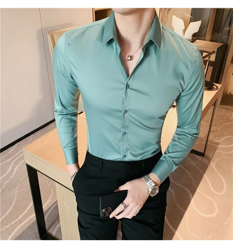 Camisa Social Masculina Social Slin Fit Menimau Benjamin - Verde